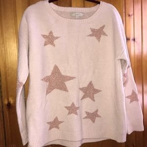 Chenille oversized sweater with rose gold stars
